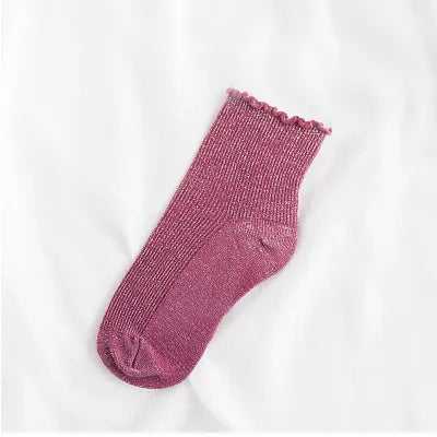 Chaussettes Fushia  Paillettes Courtes