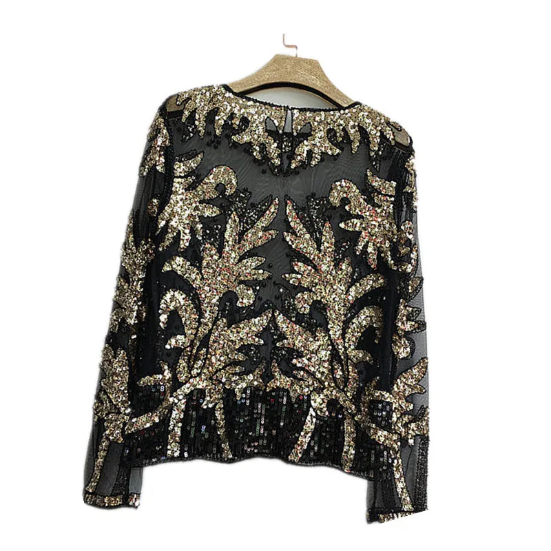 Blouse Sequin Transparente noir