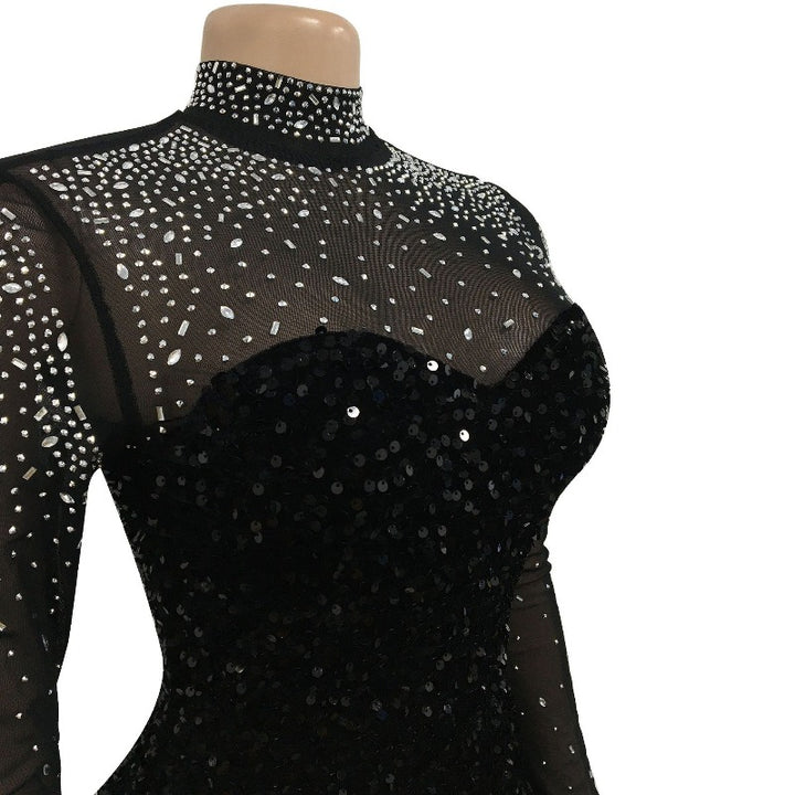 Robe Noir de Soirée Strass et Paillette