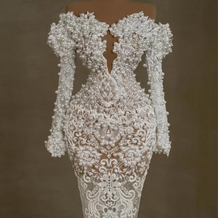 Robe de Mariée Princesse Paillette Epaule Dénudée