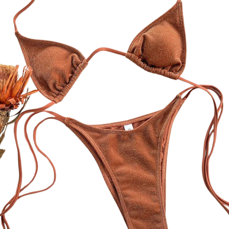 Maillot de bain à Paillette marron 2 pieces