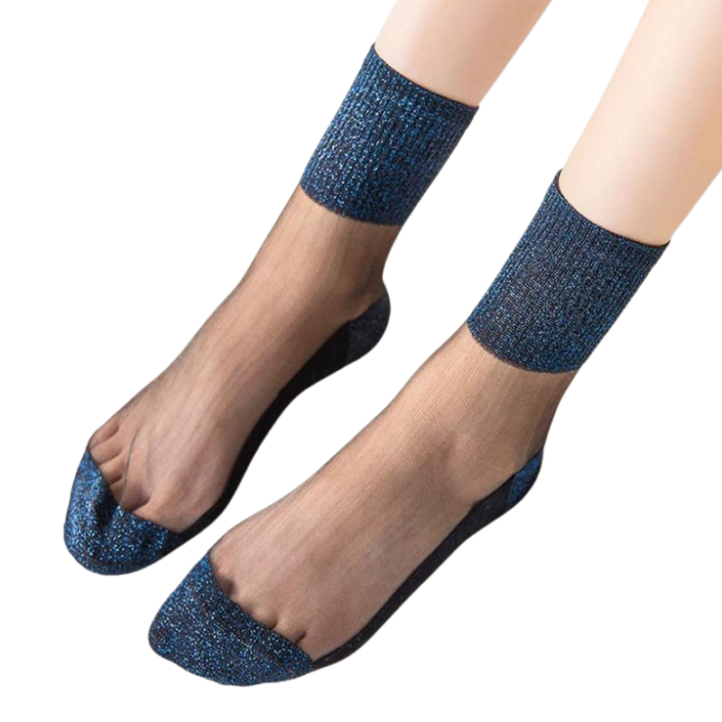 Chaussettes Paillettes Transparent Femme bleu