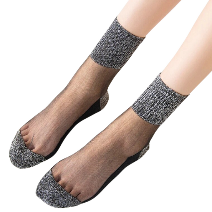 Chaussettes Paillettes Transparent Femme gris