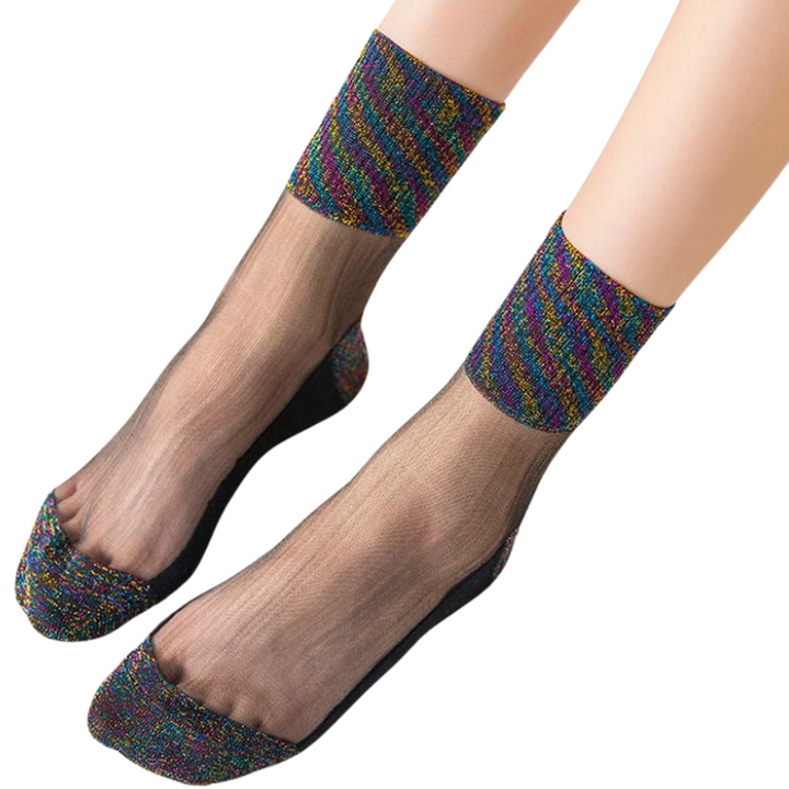 Chaussettes Paillettes Transparent Femme multicolore