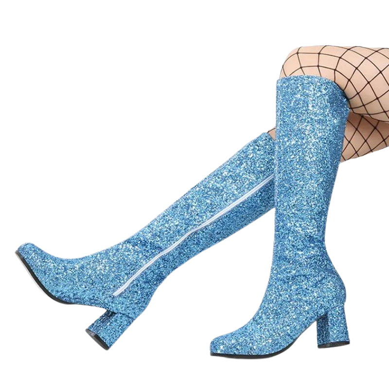 Bottes Paillettes Femme bleu ciel