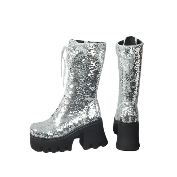 Bottes Paillettes Semelles argent