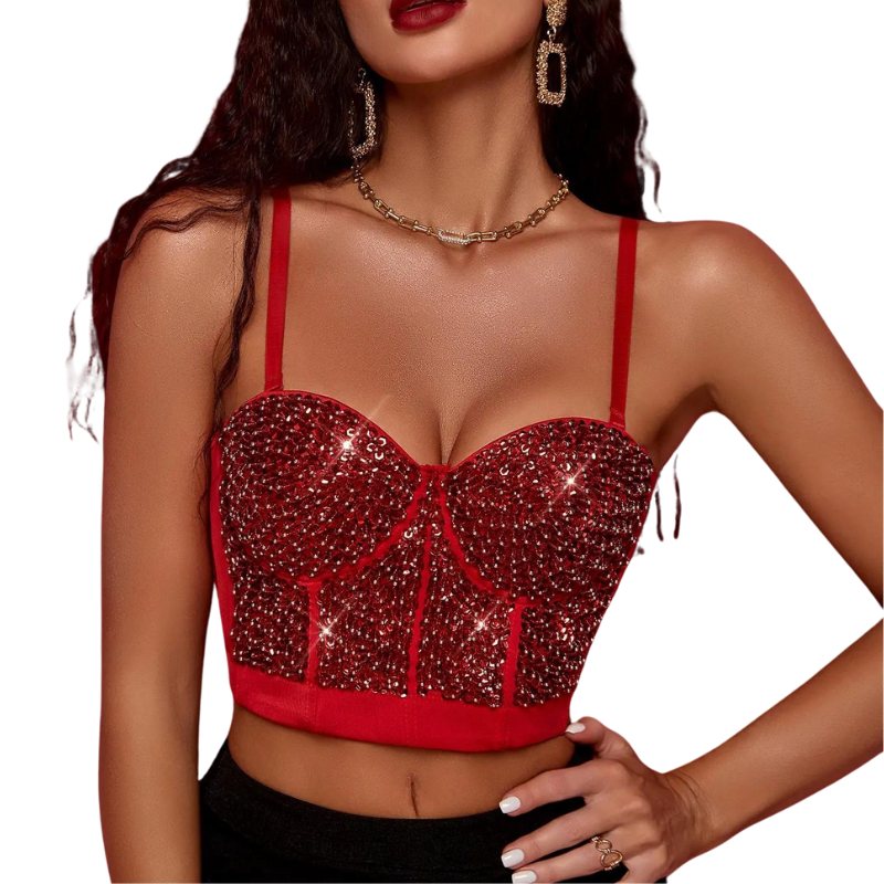 Bustier à Paillettes rouge