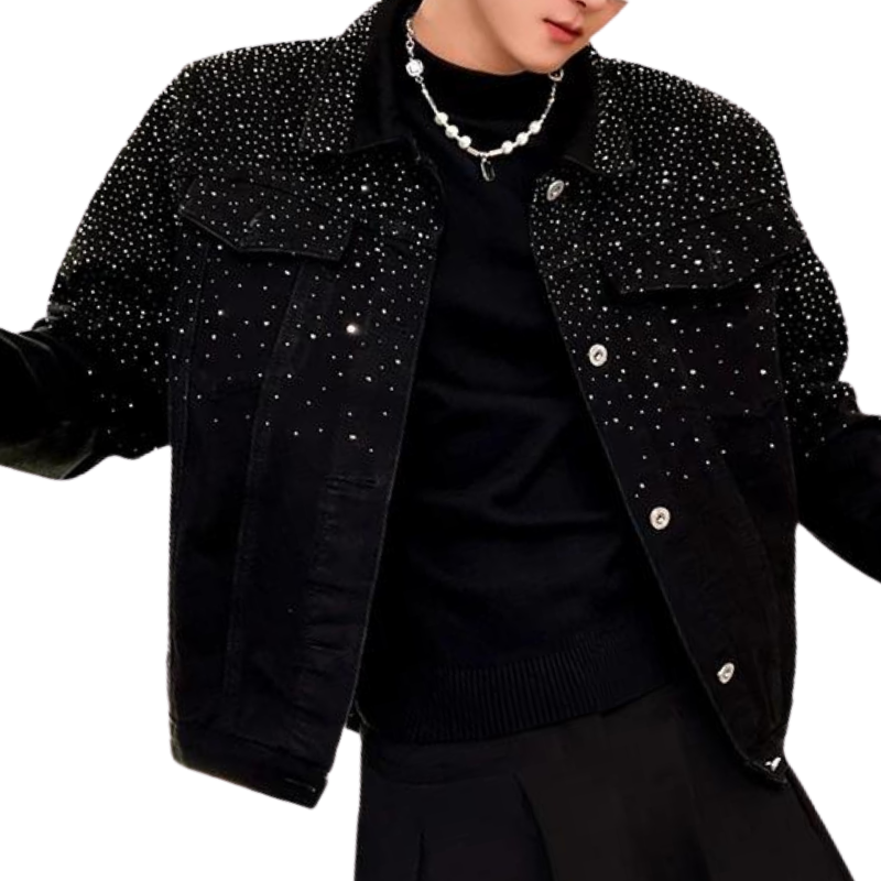 Veste Jean Strass Homme Noir
