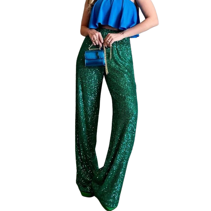 Pantalon Paillette Femme vert