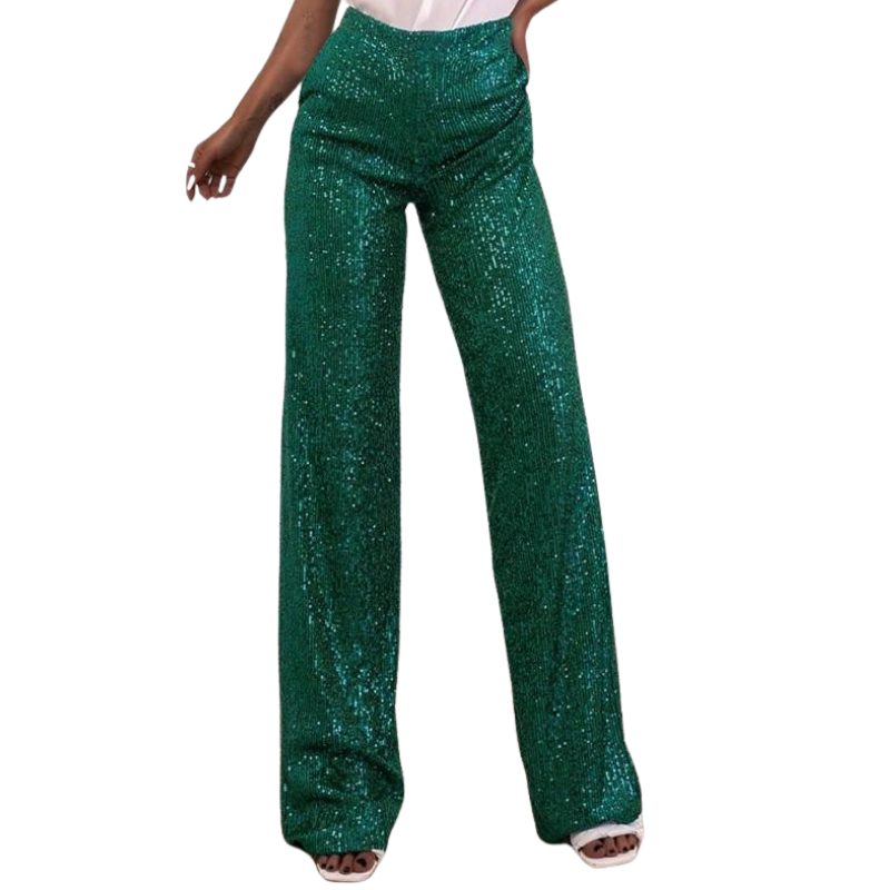 Pantalon Paillette Femme vert