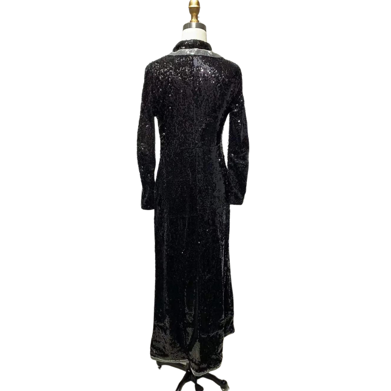 Robe Pailleté Longue Noir Femme