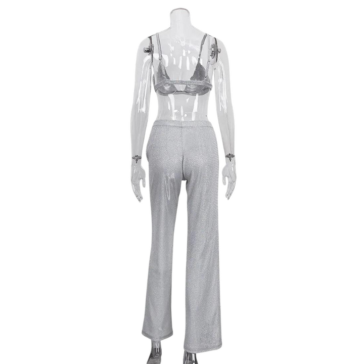 Pantalon et soutien gorge Paillette argent