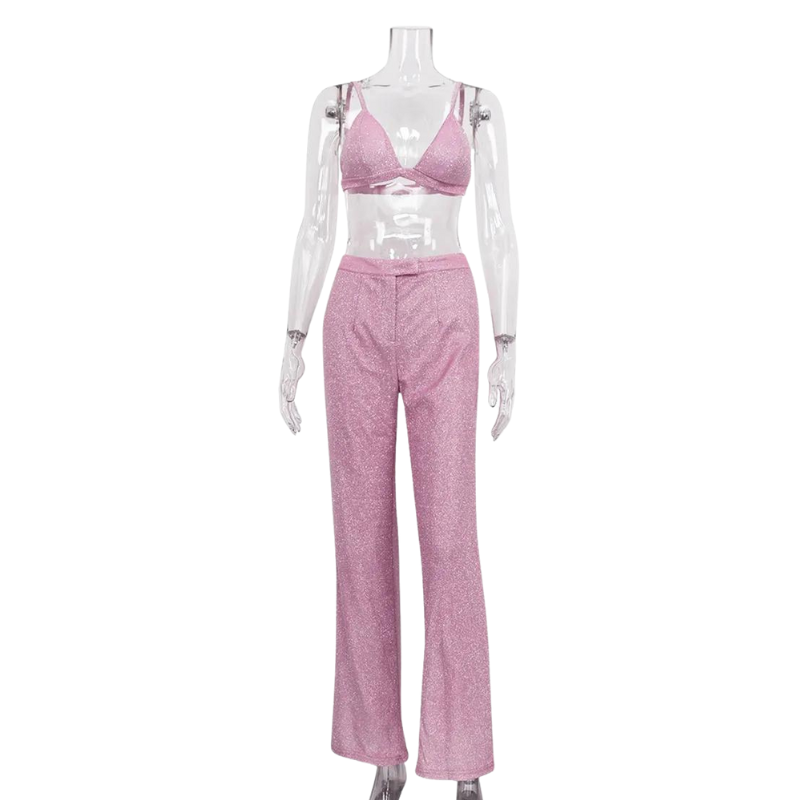 Pantalon et Soutien Gorge Paillette rose