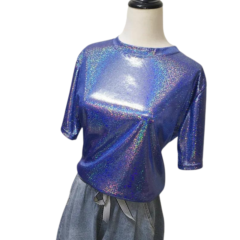  t  Shirt Paillette Brillant bleu