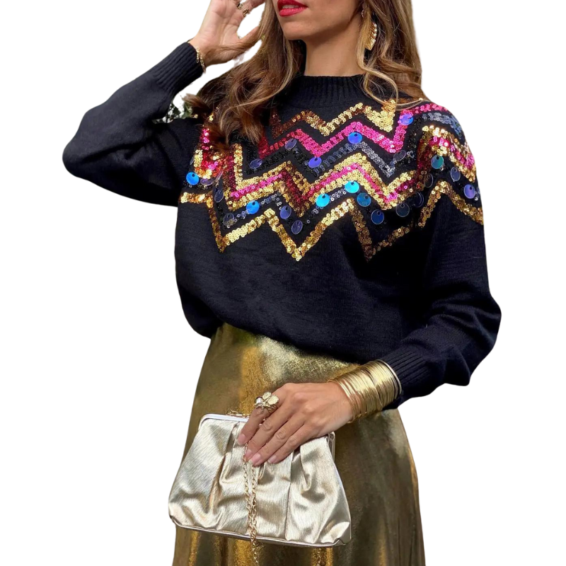 Pull Femme Strass Et Paillettes Broderie Pull Strass Pull Pailleté