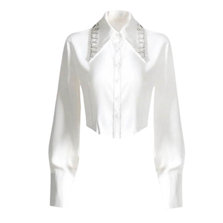 Chemise Blanche Femme Col Strass