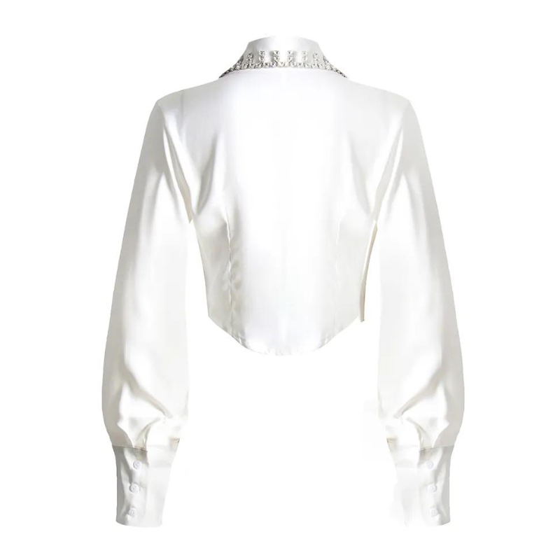 Chemise Blanche Femme Col Strass