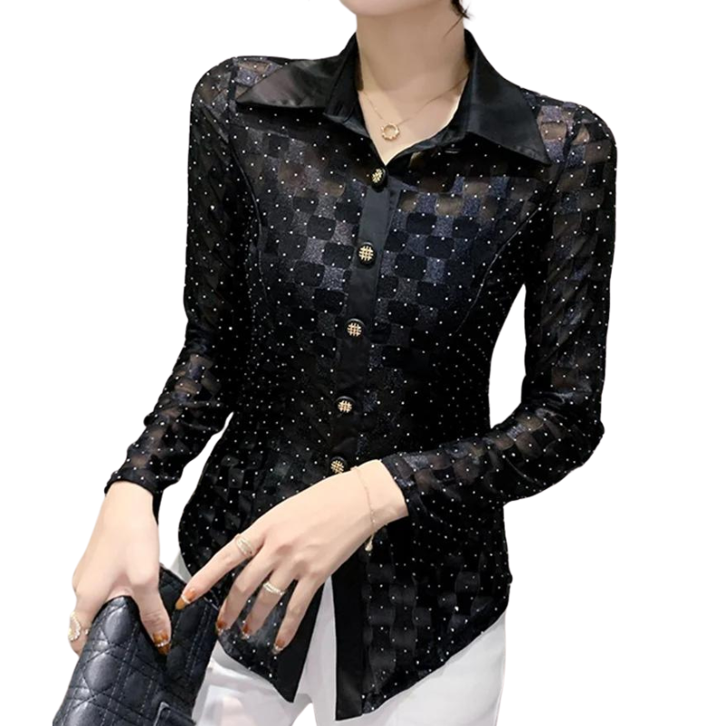 Chemise Noir Strass Femme