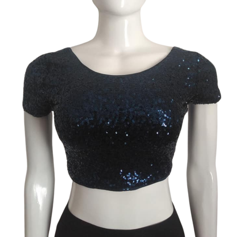 Crop Top Paillette noir