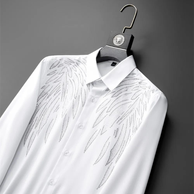 Chemise Homme Strass Ailes blanc