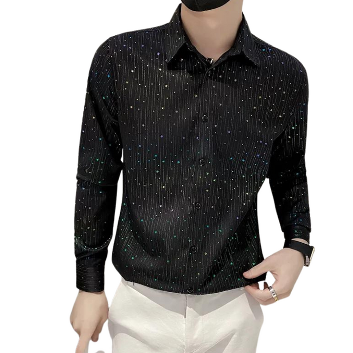 Chemise Homme noir Paillette Etoiles