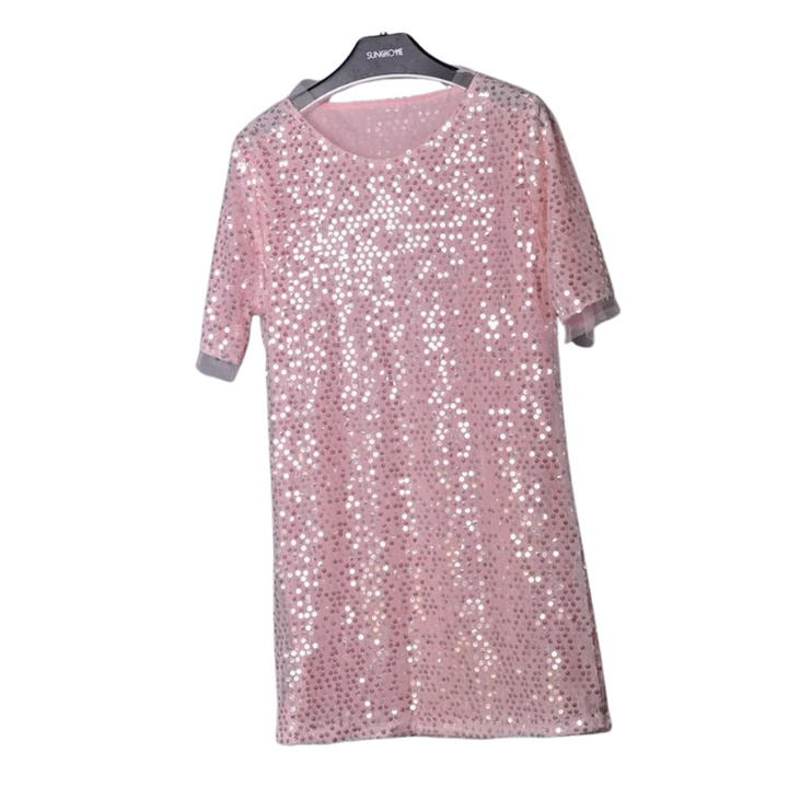 T Shirt Long Paillette rose  Avec Doublure 