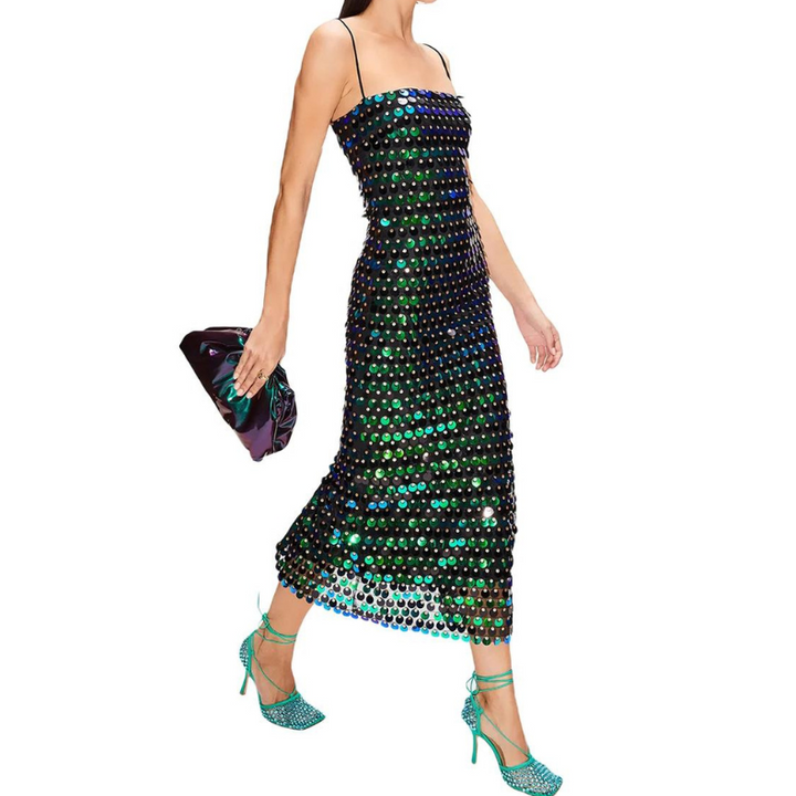 Robe d'Eté Grosses sequins vert