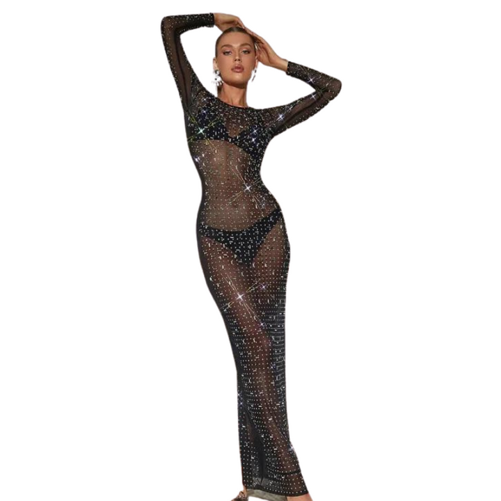 Robe Strass Transparente noir