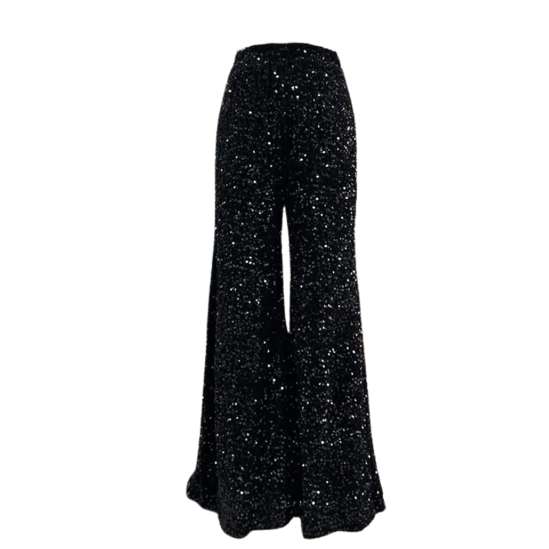 Pantalon Paillette Large Femme noir