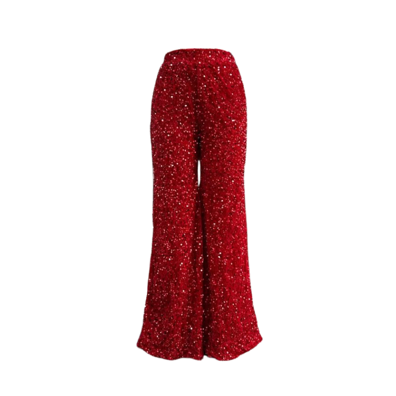 Pantalon Paillette Large Femme rouge