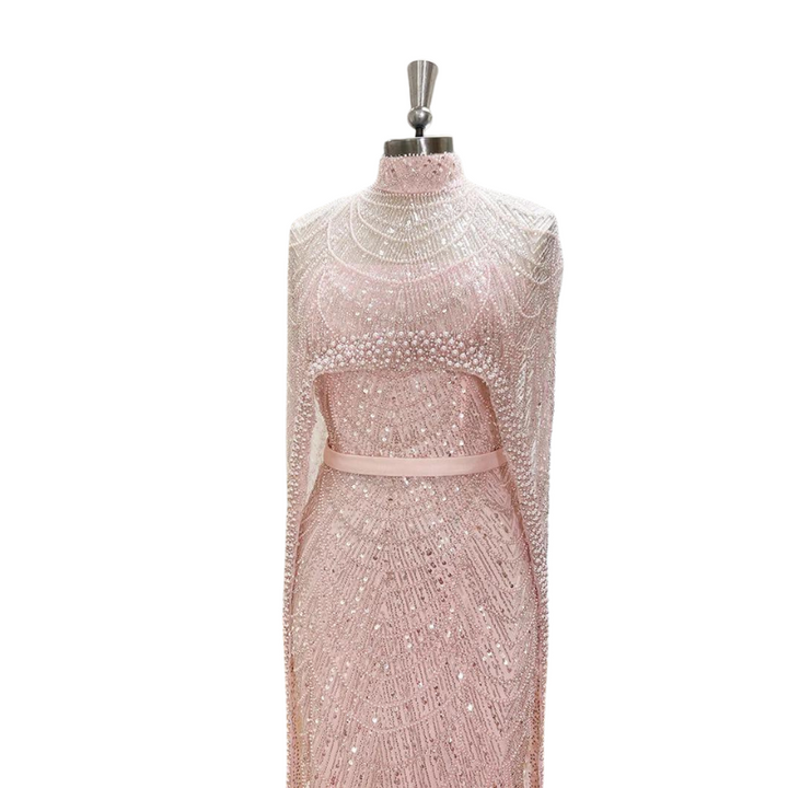 Robe Soirée Paillette Perles rose