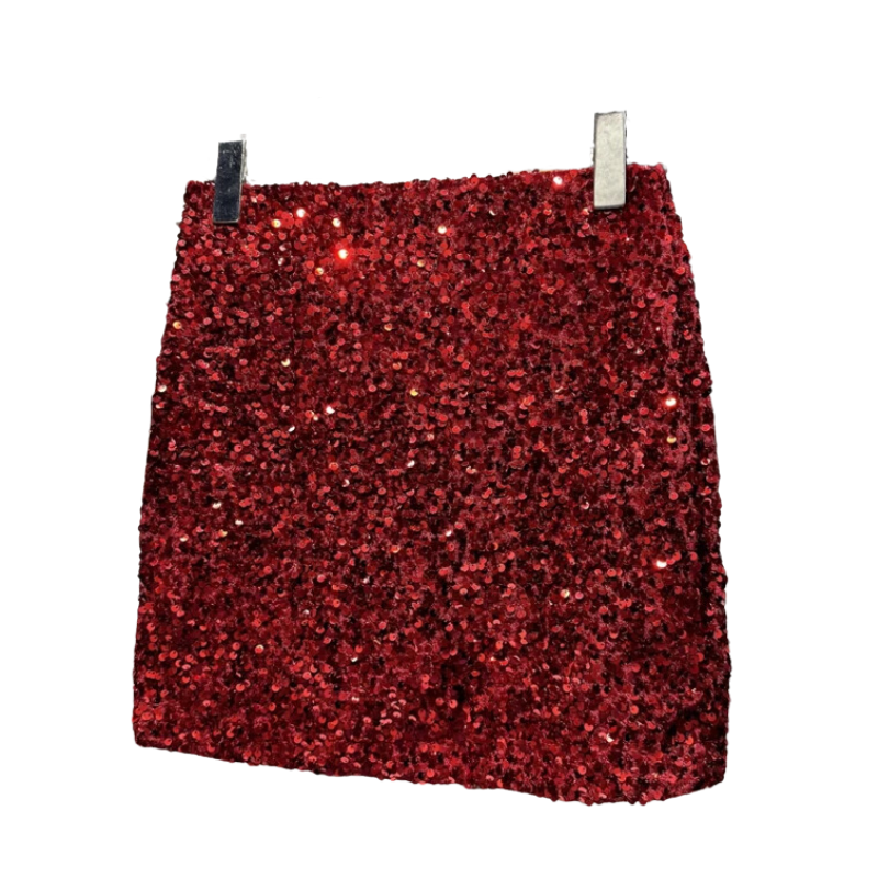 Jupe Courte Sequin rouge