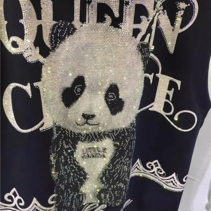 Sweat Strass Sans Manches Panda Femme