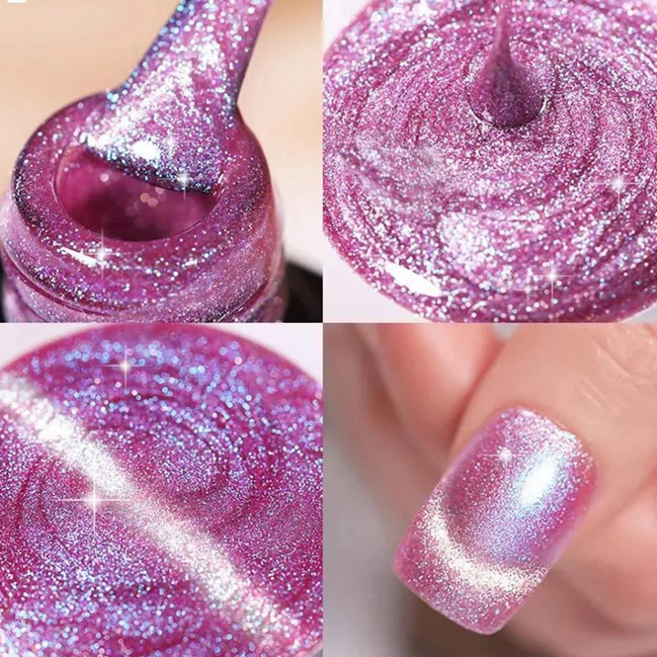 Gel Ongles Pailleté Galaxy rose bleuté