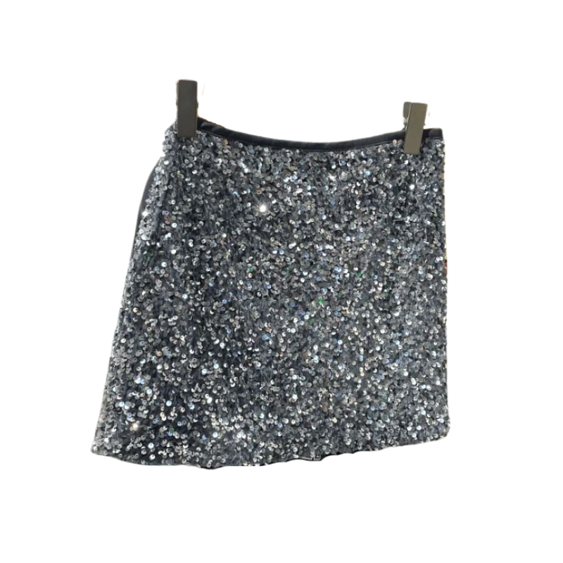 Mini Jupe Short Paillette gris