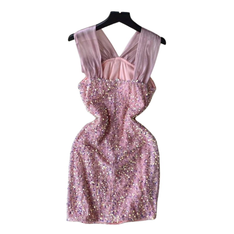 Robe Paillette Rose Noeud