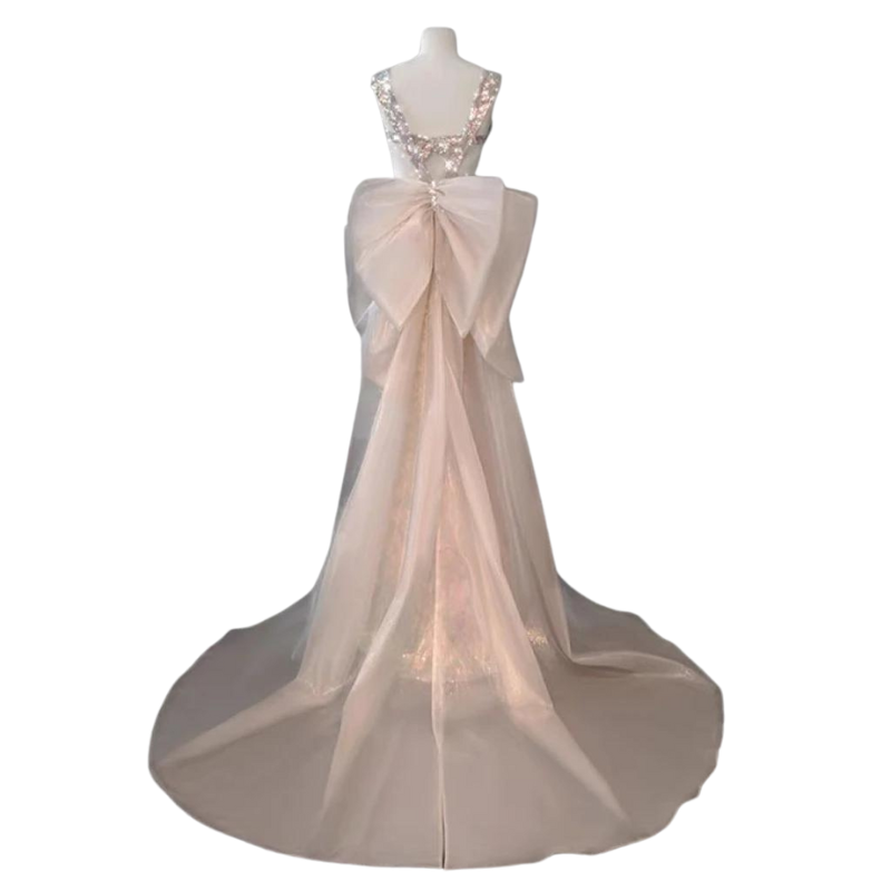 Robe Rose à Paillette Tulle Noeud