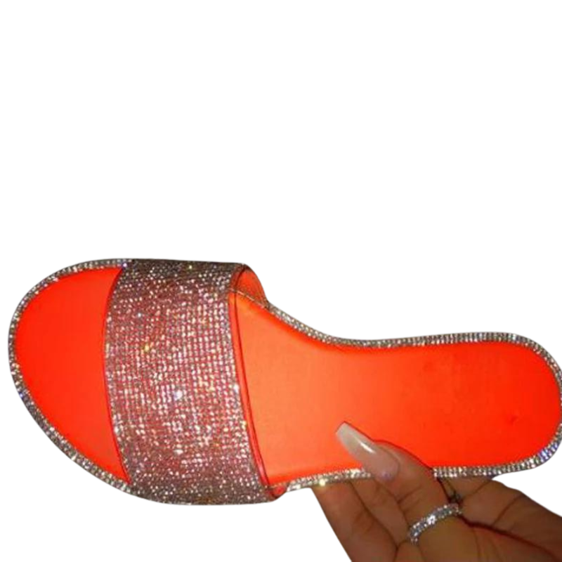 Sandale Avec Strass Femme Orange Strass Paillettes