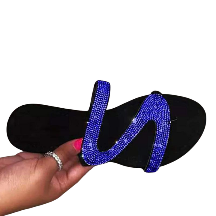 Sandale Avec Strass Femme Bleu Electrique S Strass Paillettes