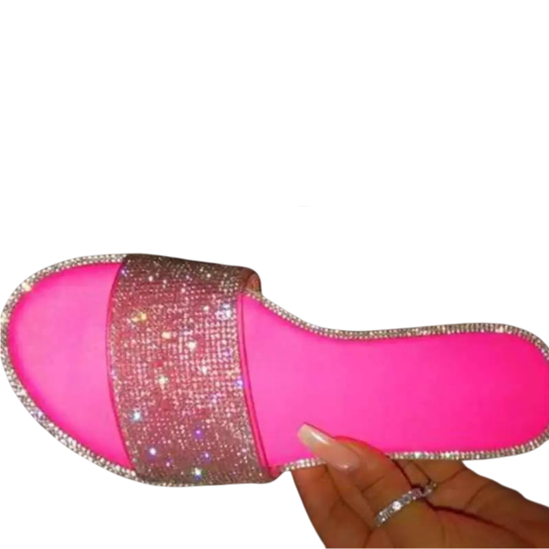 Sandale Avec Strass Femme Rose Fushia Strass Paillettes