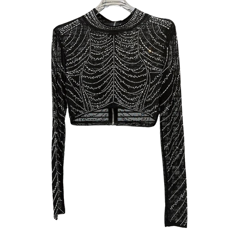 Top  Strass noir