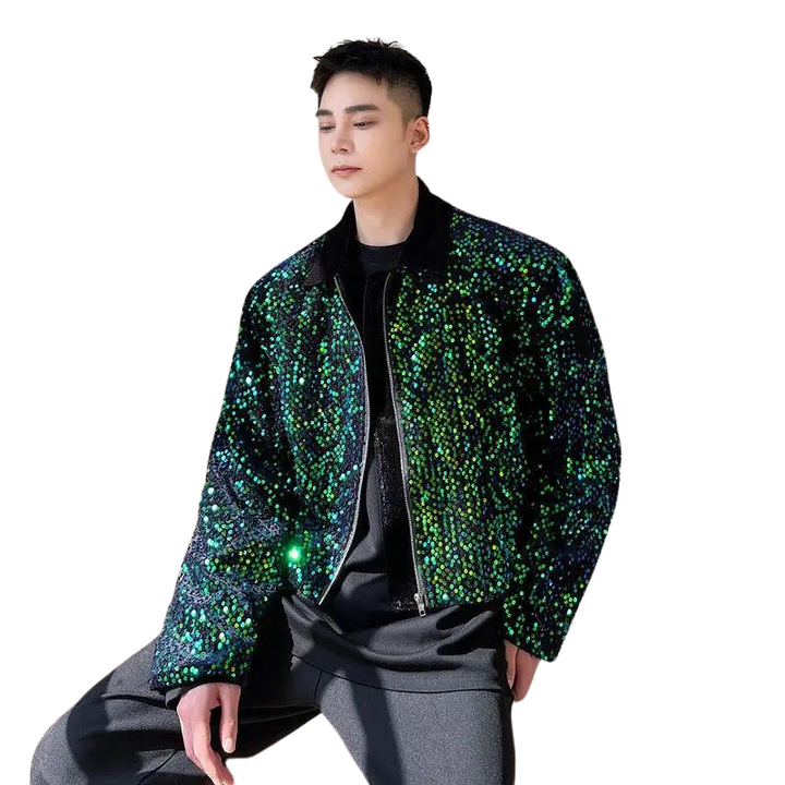 Veste Paillette Vert Homme