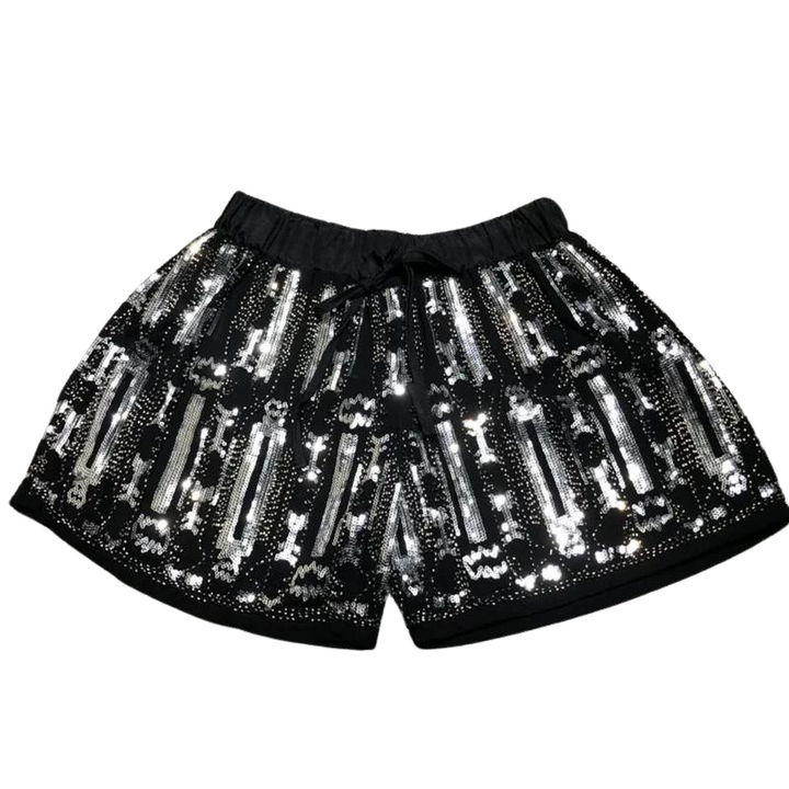 Short Noir Argenté Avec Paillette Femme