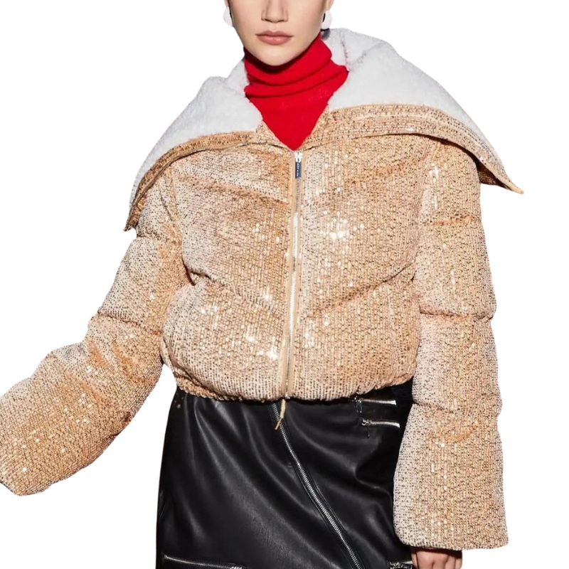 Veste courte dorée shop