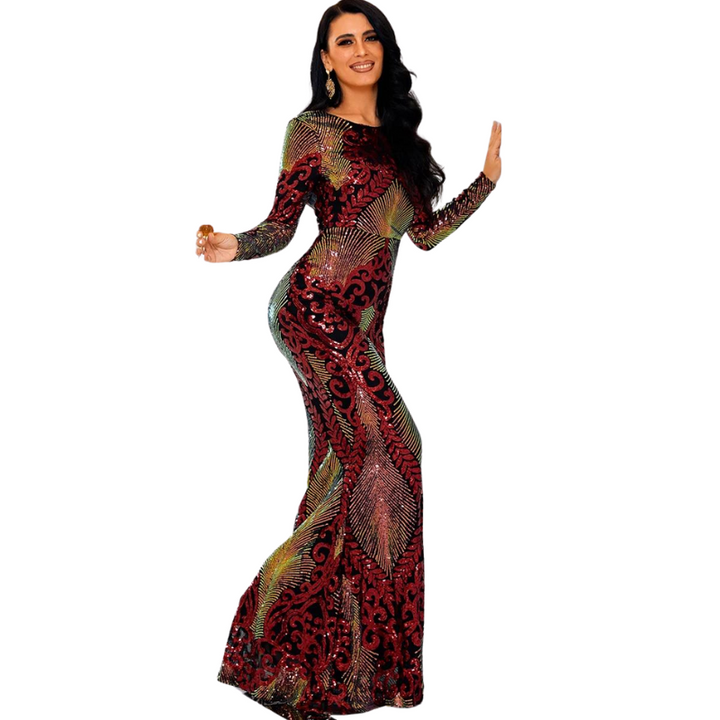 Robe Rouge  Longue Paillette Elégante