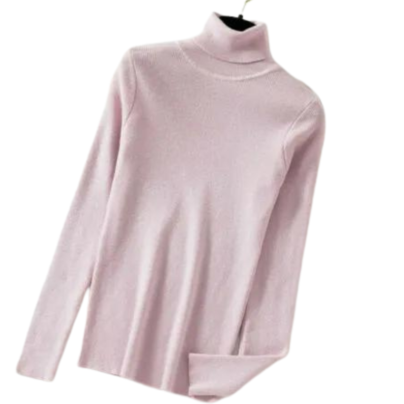 Pull Col Roulé Pailleté rose