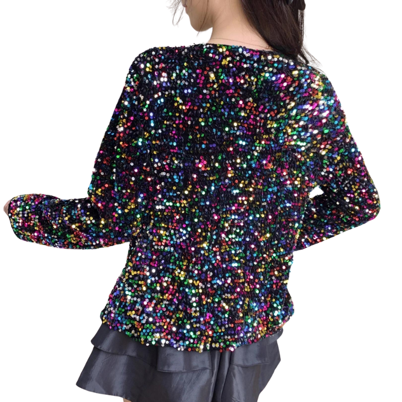 Veste Paillette Multi-couleur Femme Avec Boutons