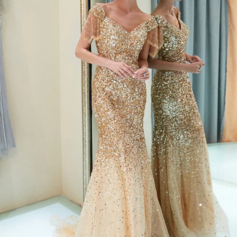 Robe Sequin Or