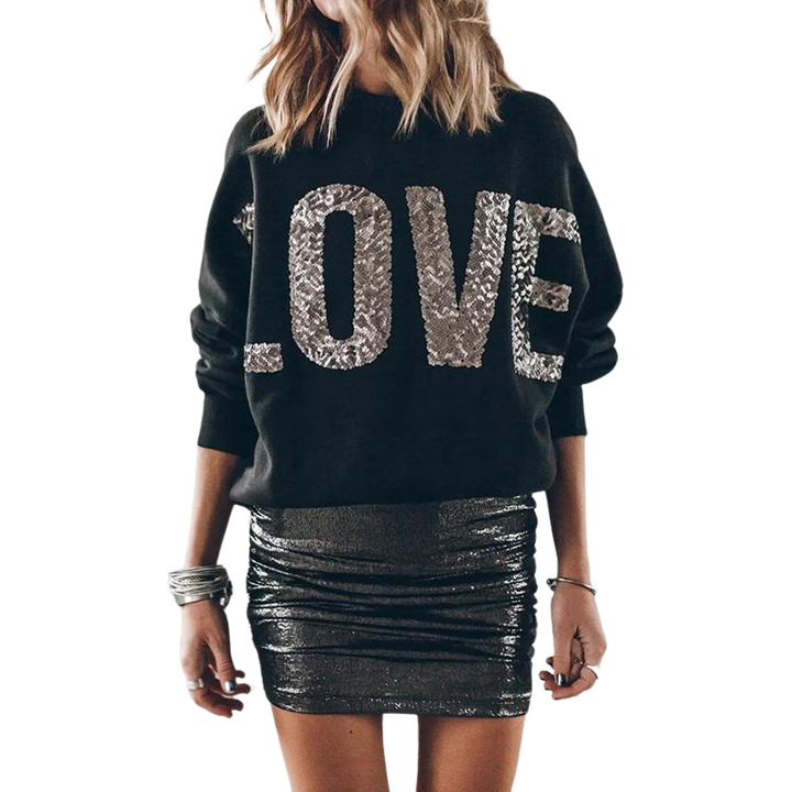 Pull Paillette Love Noir