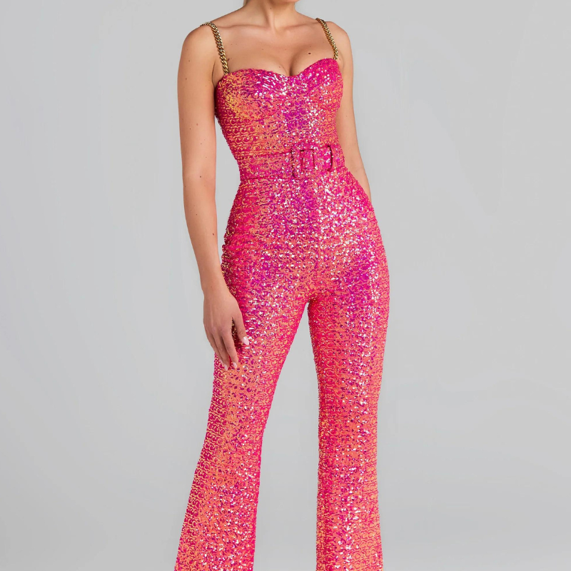 Combinaison Paillettes Rose